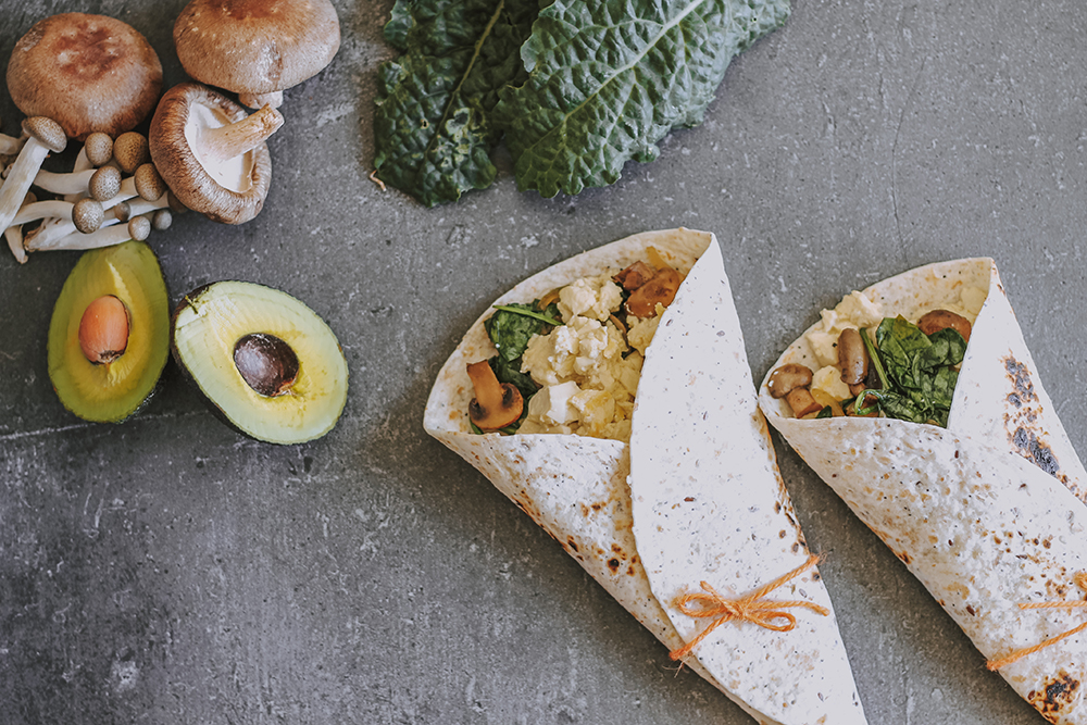 Scrambled tofu breakfast wrap