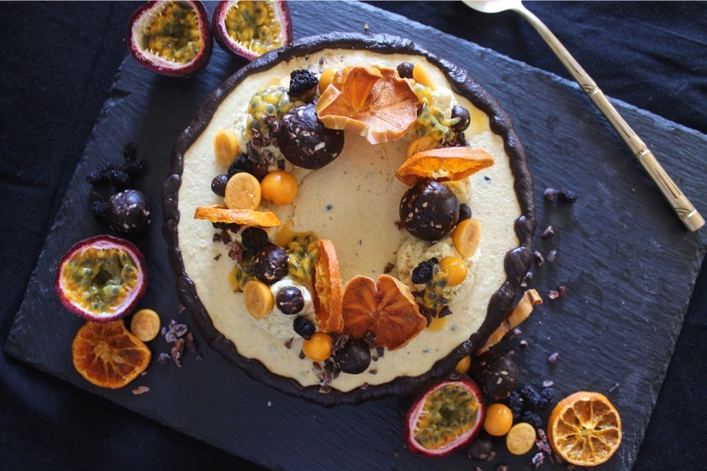 Passion Fruit and Goose Berry Cashew 'Cheese' Cake