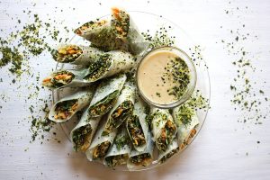 Three grain rice paper rolls with miso and peanutbutter dipping sauce_1