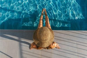 Women at the pool during summer