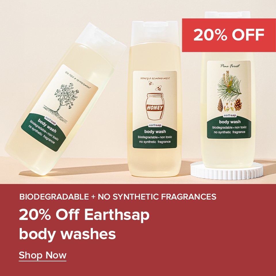 Promotional banner for Earthsap Bath & Body Range