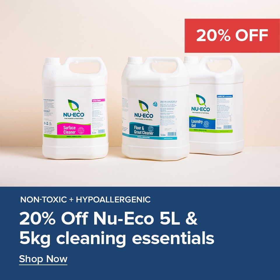 Promotional banner advertising 20% Off Nu-Eco 5 Litres & 5kg's