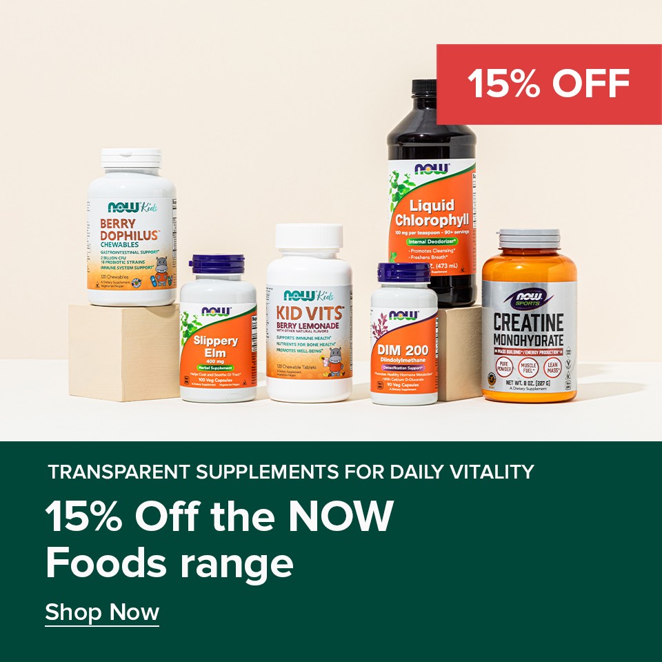 15% Off Now Foods Range