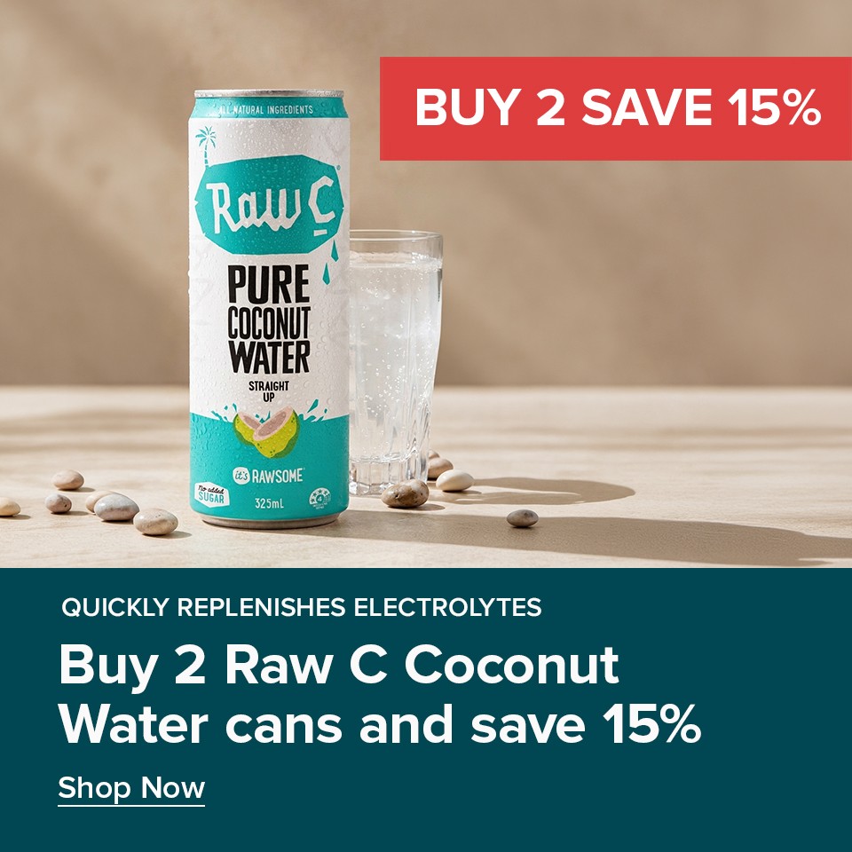 Buy 2 & Save 15 % off RAW C Coconut Water Cans