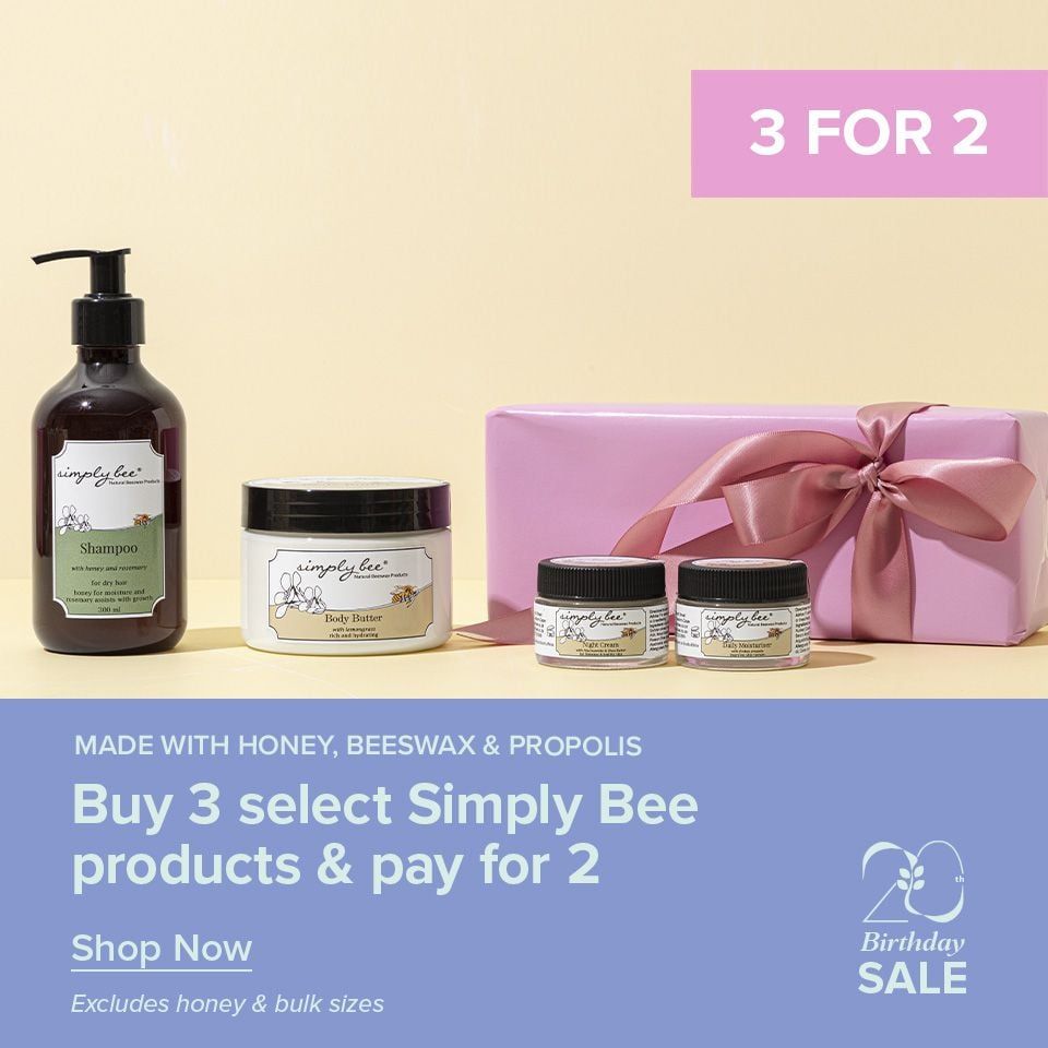 Buy 3 & Pay for 2 on Simply Bee Products, Excluding Honey & Bulk Sizes 