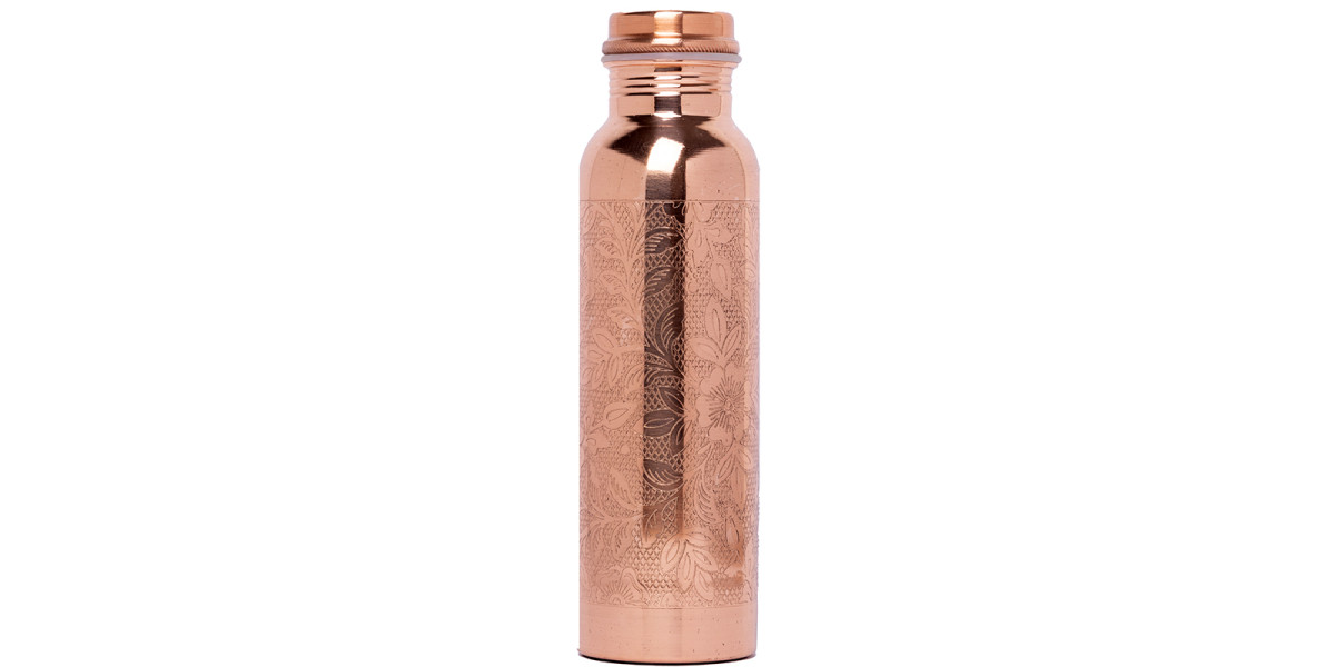 Buy Just Copper Mirror Finish Embossed Copper Bottle Online