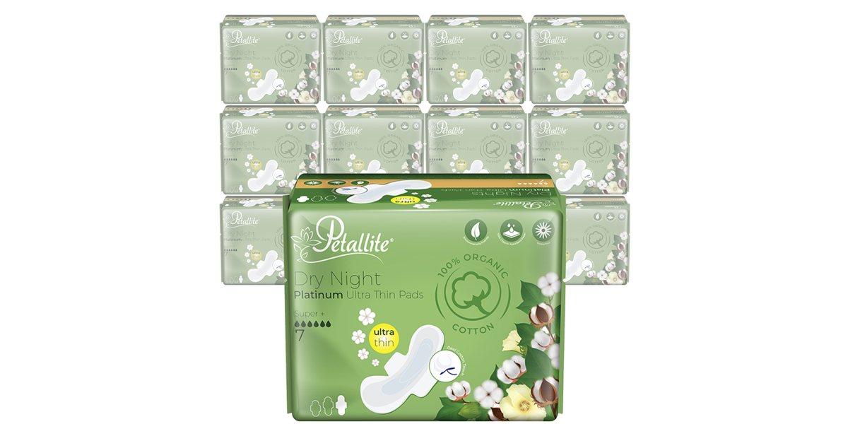 Buy Petallite Organic Sanitary Pads - Night x 12 Online | Faithful