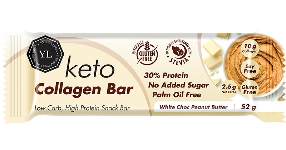 Buy Youthful Living Keto Collagen Bar - White Chocolate Peanut
