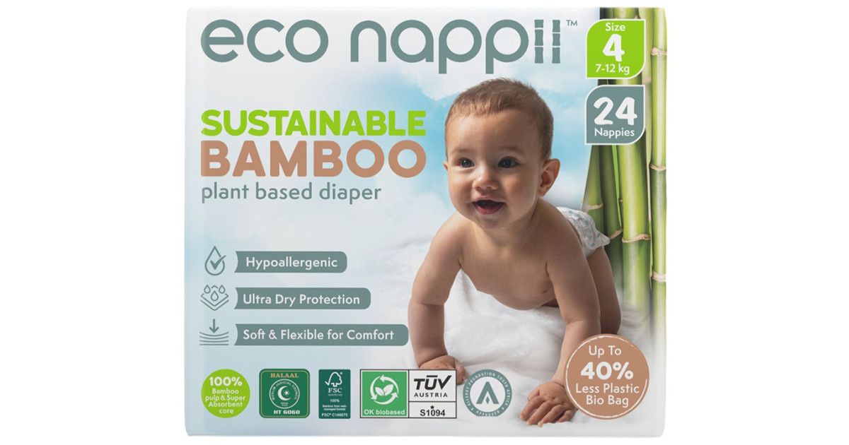 Buy Eco Nappii Bamboo Nappies 4 (7-12KG) / Single Sprout Online