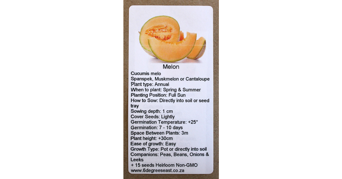 Buy 6 Degrees East Heirloom Veg Seeds - Melon - Spanspek, Musk or