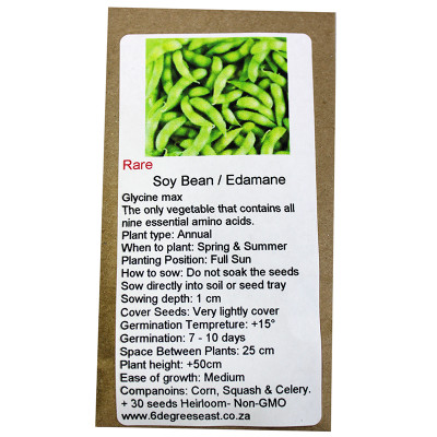6 Degrees East Heirloom Veg Seeds - Bean - Soya: Edamame