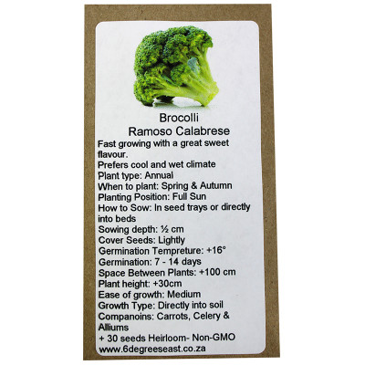 6 Degrees East Heirloom Veg Seeds - Broccoli - Ramoso Calabrese