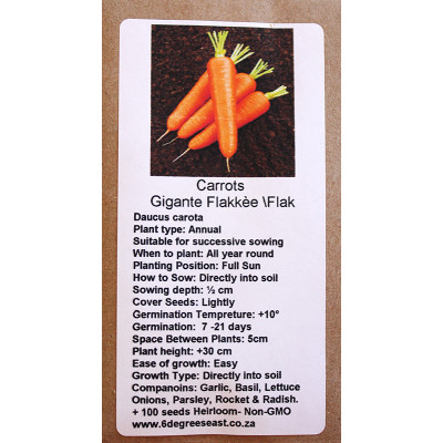 6 Degrees East Heirloom Veg Seeds - Carrots - Gigante Flakkee