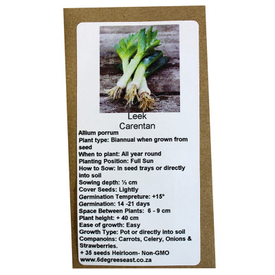 6 Degrees East Heirloom Veg Seeds - Leek - Carentan