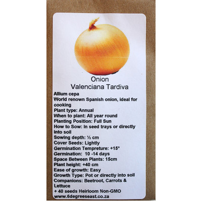 6 Degrees East Heirloom Veg Seeds - Onion - Valenciana Tardiva