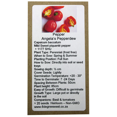 6 Degrees East Heirloom Veg Seeds - Pepper - Angela's Pepperdew
