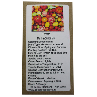 6 Degrees East Heirloom Veg Seeds - Tomato - My Favourite Mix