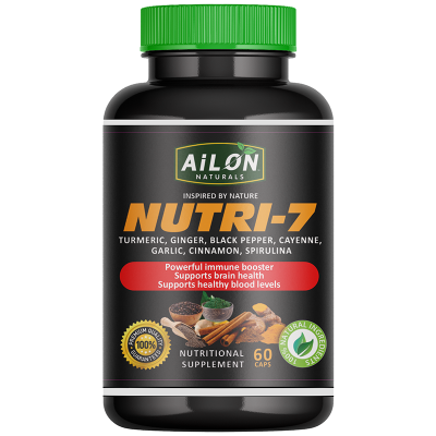 Ailon Naturals Nutri 7 - Turmeric. Ginger. Cayenne. Garlic. Cinnamon & Spirulina 