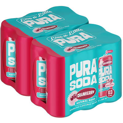 Pura Sparkling Soda - Cranberry x 12