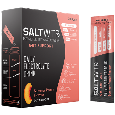 SaltWTR Summer Peach - Sugar-free Electrolytes, Gut Support Hydration - 20 Pack
