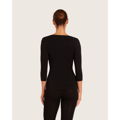 Boody Bamboo 3/4 Sleeve Scoop Top - Black