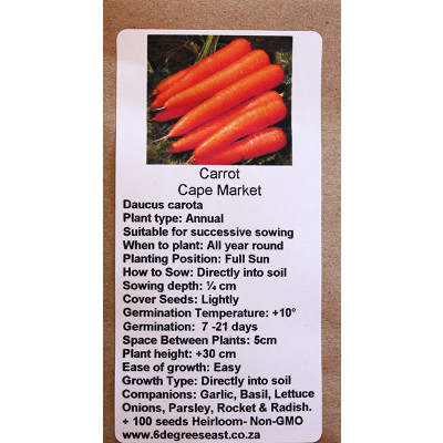 6 Degrees East Heirloom Veg Seeds - Carrots - Cape Market