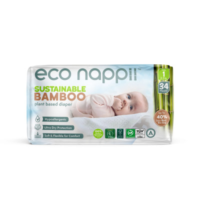 Eco Nappii Organic Nappies 1 (2-5kg) - Single Sprout