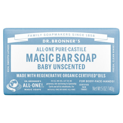 Dr. Bronner's Pure Castile Soap Bar - Baby-Unscented
