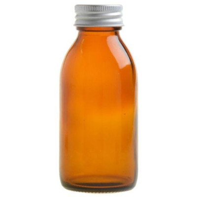 Essentially Natural Amber Glass Bottle with Aluminium Screw Cap - Silver