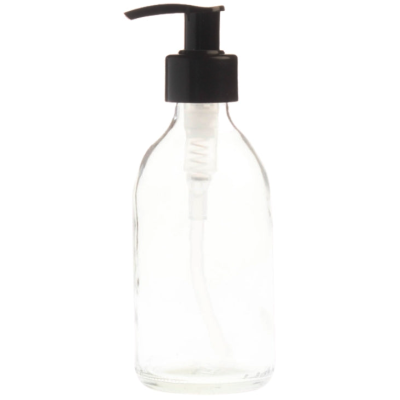 Essentially Natural Clear Glass Generic Bottle with Pump Dispenser - Black