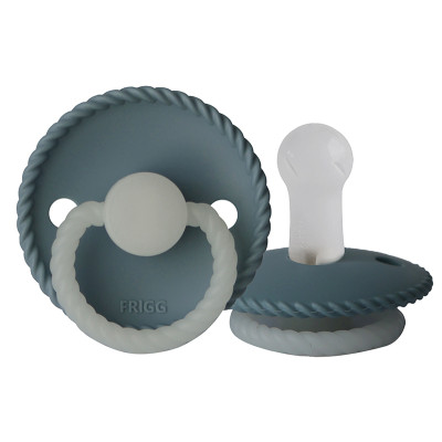 FRIGG Silicone Glow In The Dark Rope Pacifier Size 2 -  Stone Blue