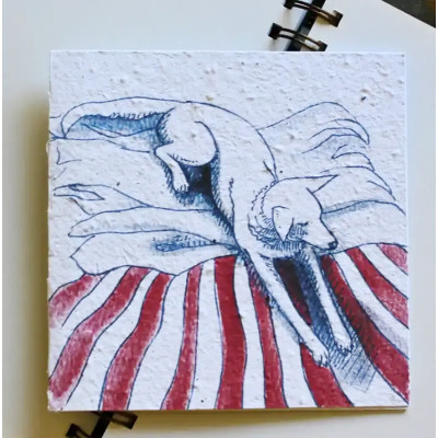 Growing Paper Dog On Bed Plantable Greeting Card