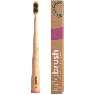 Kindbrush Adult Bamboo Toothbrush - Pink