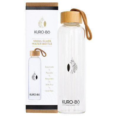 Kuro-Bo Go-Eco Glass Water Bottle 550ml