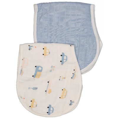 Maccie  2-in-1 Burp Cloth + Bib - Beep Beep / Blue