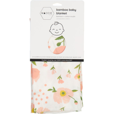 Maccie Bamboo Baby Blanket - Poppy Flower