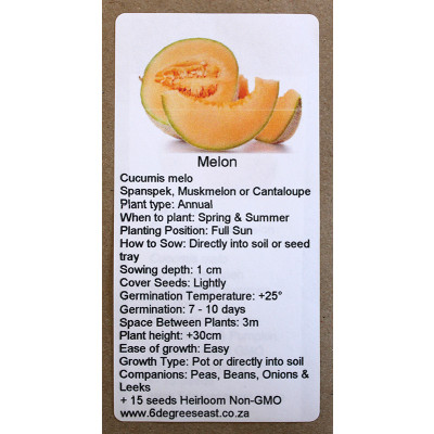 6 Degrees East Heirloom Veg Seeds - Melon - Spanspek, Musk or Cantaloupe