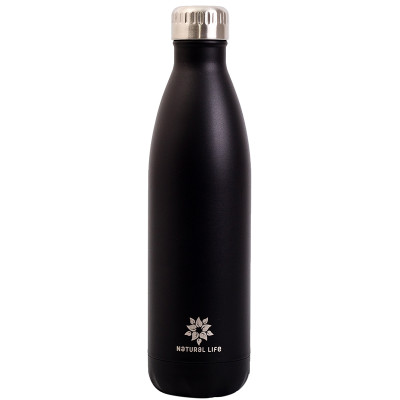 Natural Life Stainless Steel Double Wall Water Bottle - Black