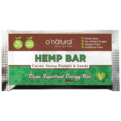 O'Natural Raw Chocolate Superfood Bar - Hemp Protein