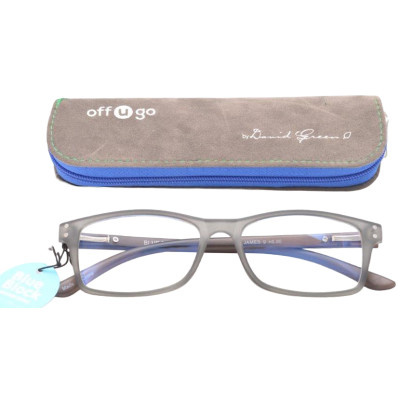 offugo James Blue Block Reading Glasses Grey +3.00