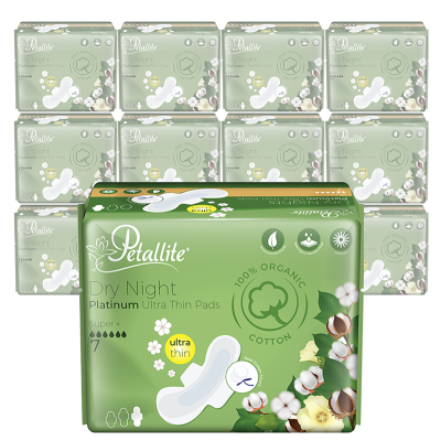 Petallite Organic Sanitary Pads - Night x 12