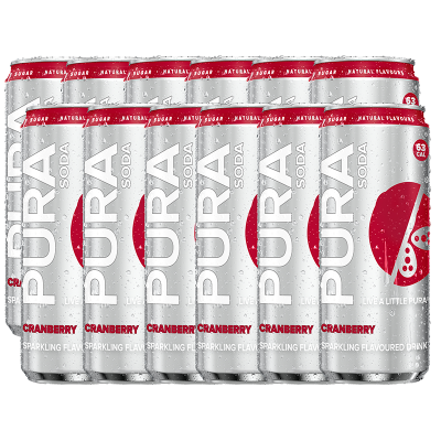 Pura Sparkling Soda - Cranberry x 12