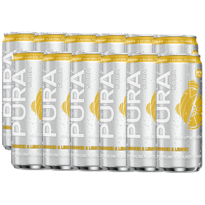 Pura Sparkling Soda - Ginger & Lemon x 12