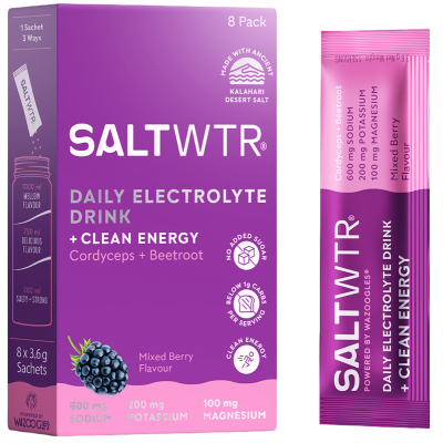 SaltWTR Mixed Berry - Sugar-free Electrolytes, Clean Energy Hydration - 8 Pack