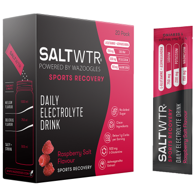 SaltWTR Raspberry Salt - Sugar-free Electrolytes - Sports Recovery Hydration - 20 Pack