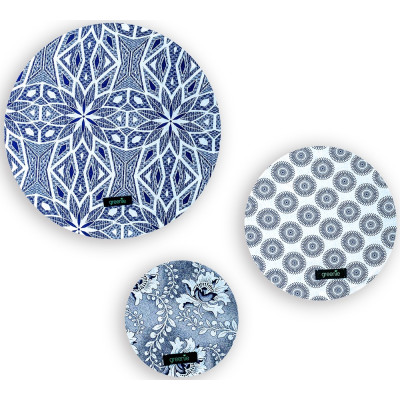 Greenie Food Cover Shweshwe - Blue on White 3 Pack