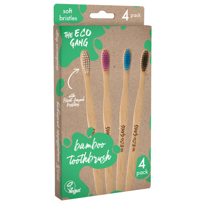 The Eco Gang Adult Bamboo Toothbrushes - 4 pack