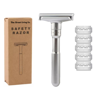 The Great Living Co Premium Double Edge Adjustable Levels Safety Razor Plus Blades