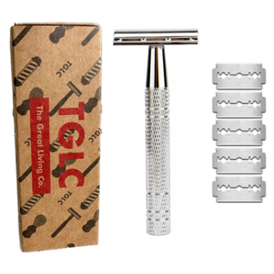 The Great Living Co Premium Double Edge Safety Razor Plus Blades - Silver