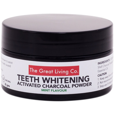 The Great Living Co Activated Charcoal Teeth Whitening Powder - Mint Flavoured